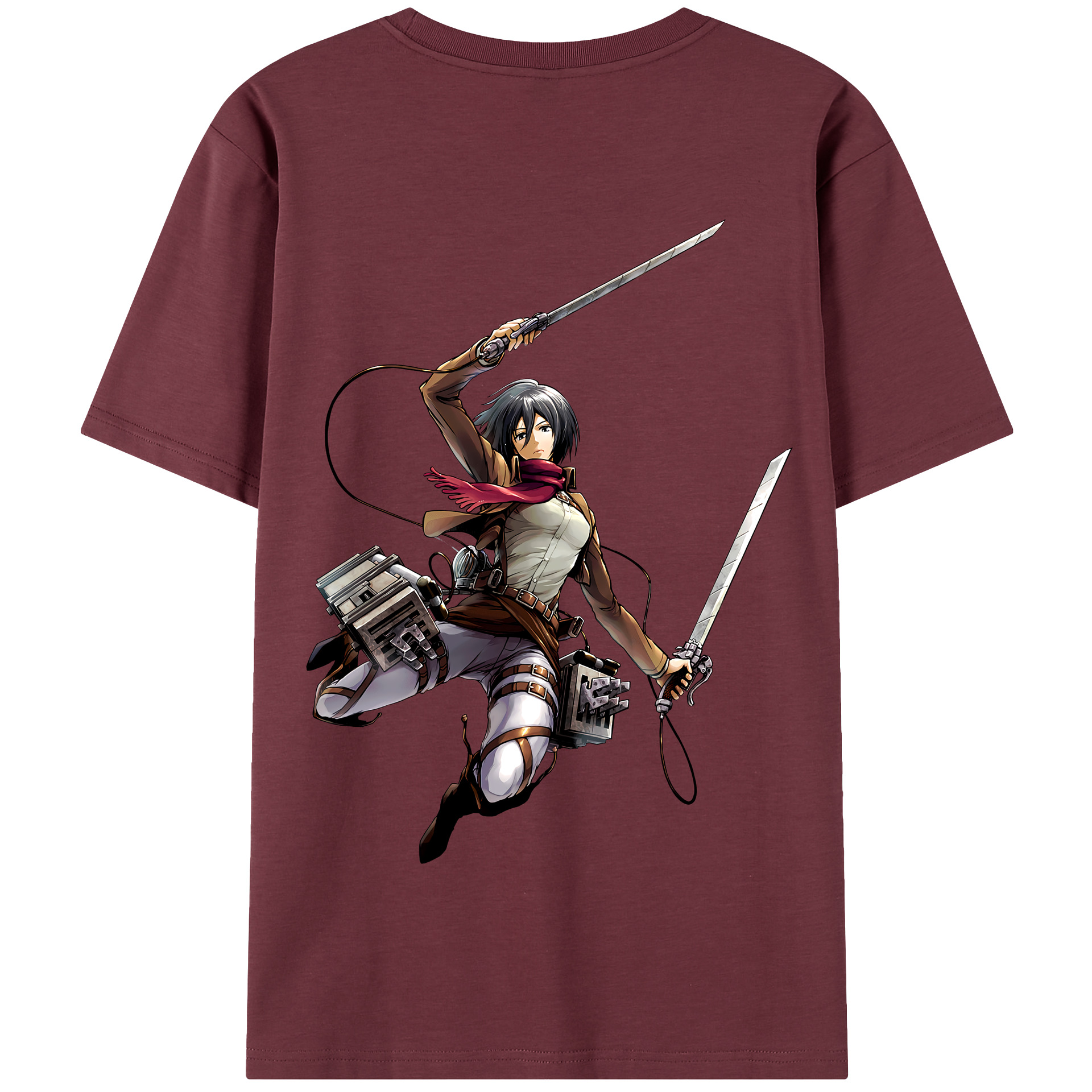 （画像用） 進撃の巨人 ミカサ·アッカーマン Attack on Titan Mikasa Ackerman 綿100％半袖Tシャツ（背面プリント）